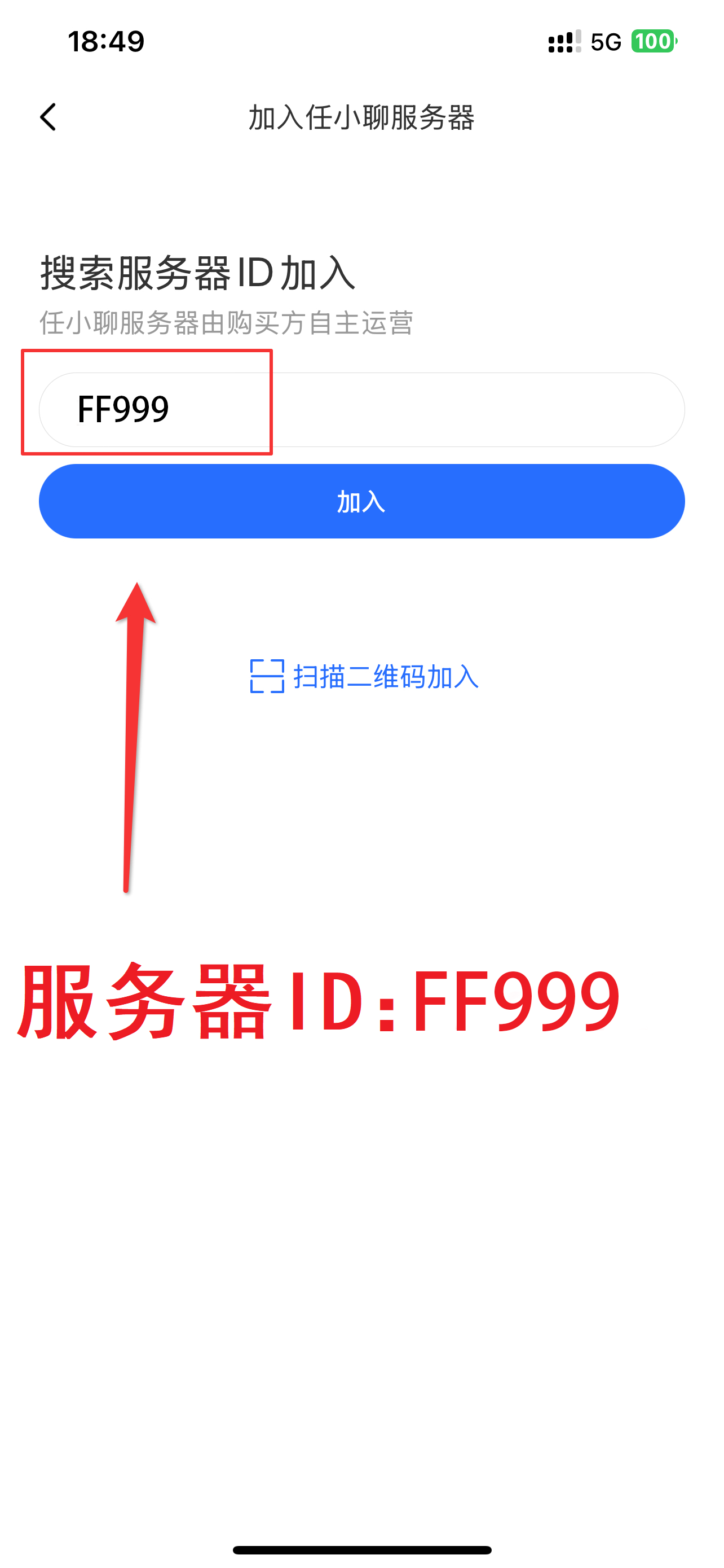 服务器ID输入界面